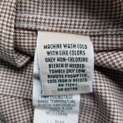 Camisa de vestir grande LL Bean para hombre manga larga botones a cuadros marrón blanco algodón - Imagen 7 de 7