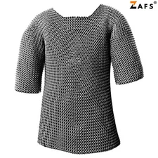 Mild Steel Chainmail Shirt Medieval Half Sleeve Armor for Reenactments & Cosplay