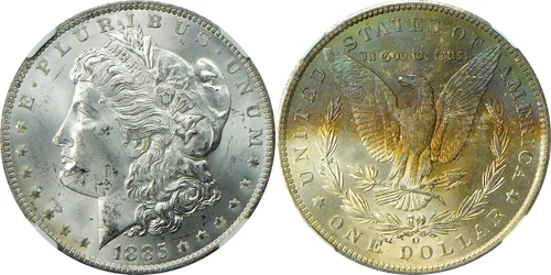 1885-O Morgan Silver Dollar - NGC MS 63* - Olathe Dollar Hoard - REV Toning