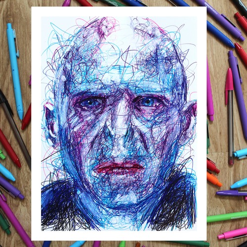 Voldemort Ballpoint Pen Print, Harry Potter Art Poster - Picture 3 of 3