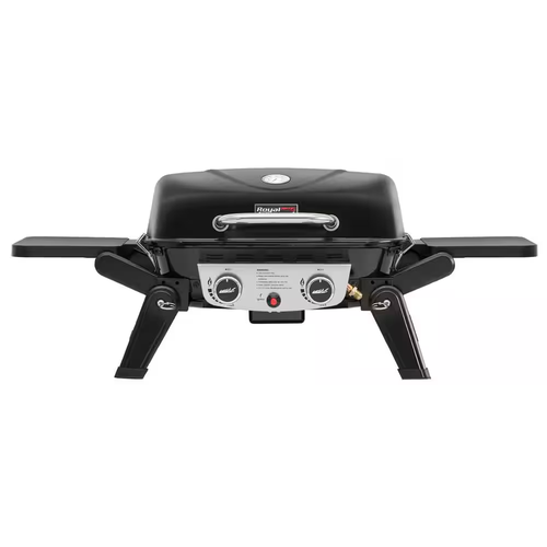 2-Burner Portable Propane Grill 17,000 BTU 370 Sq In Foldable Side Tables Black