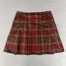 Gap Skirt Womens 2 Red Plaid Wool Blend Pleated Mini Tweed Lined Preppy