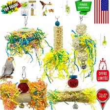 Durable Bird Foraging Hanging Toys - Parrot Cage Shredder Toy for Fun Playtime