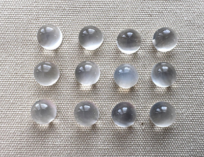 12 White Indian Moonstones 5 mm Round Cabochon Loose Gemstones Vintage NOS