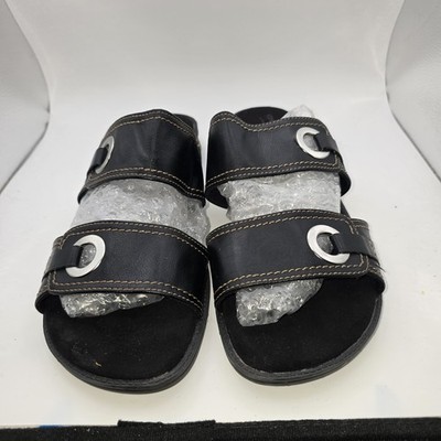 Comfort Plus By Predictions Black Strap Sandals Slides Womens Sz 11