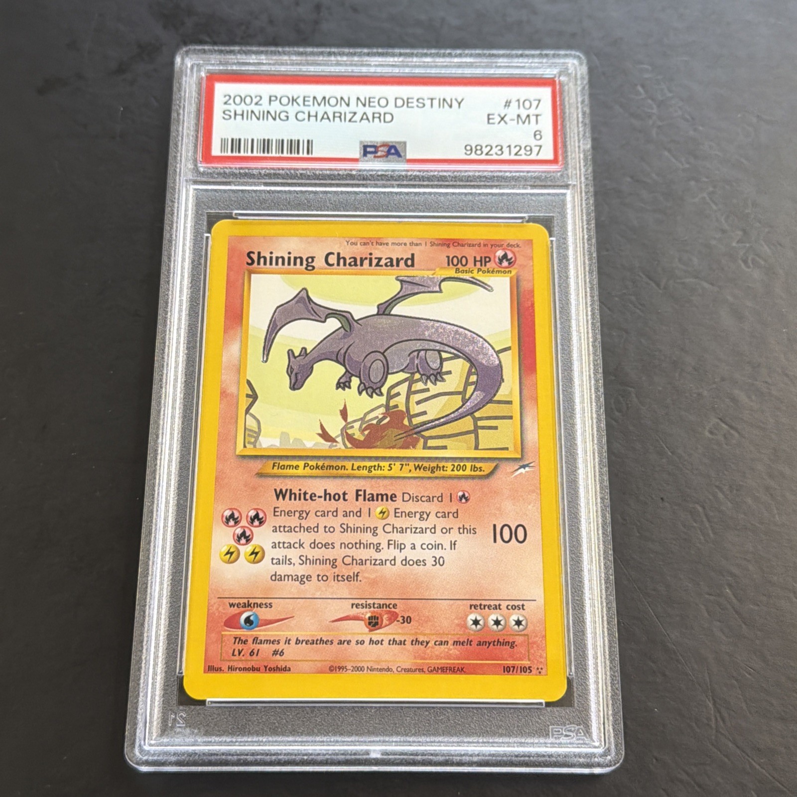 Pokémon TCG Shining Charizard 107/105 Neo Destiny Holo Secret Rare 2002 PSA 6 EN