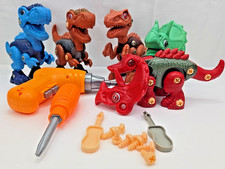 Take Apart Dinosaur Lot of 4 Plus Extra Parts/Tools/Drill Dino Building Toys