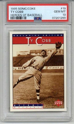 1995 UPPER DECK SONIC/COKE HEROES OF BASEBALL #19 TY COBB TIGERS PSA 10 LOW POP