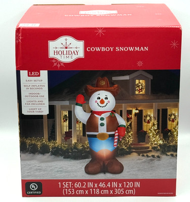 Holiday time 10 ft Snowman Cowboy Christmas Airblown Yard Inflatable Multicolor