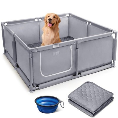 Deluxe Whelping Box for Medium & Small Dogs with Washable Pad and Bowl