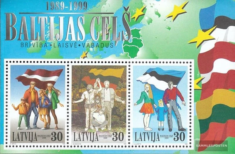 Letonia Bloque 13 (compl.edición) nuevo con goma original 1999 Via báltica - Imagen 1 de 1