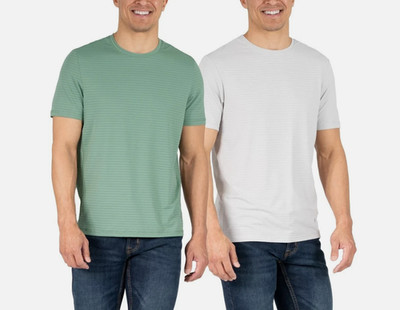 Soybu Men's 2-pack 4-Way Stretch Moisture Wicking Active Tee, Green/Gray, Size L