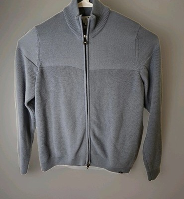 Brax Jake Full Zip Cardigan Sweater Mens Size 50 Medium in Blue Wool Blend