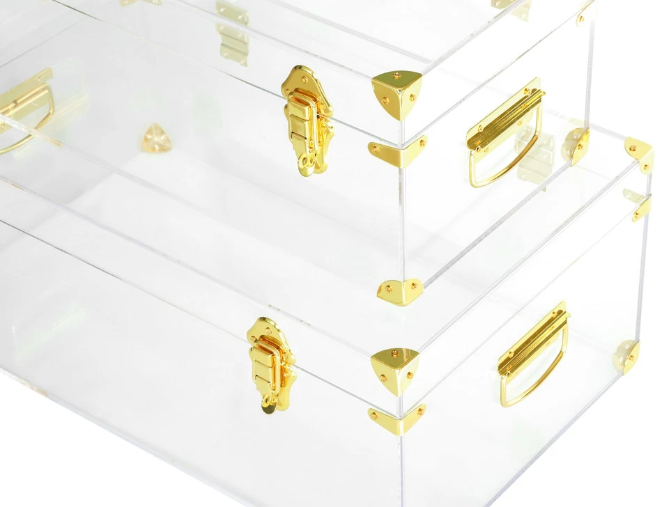 亚克力储物箱装饰行李箱 2 件套大号学院宿舍收纳盒... — 第 3/4 张图片