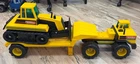 RARE Vintage 1992 Tonka Mighty Diesel Tractor & Lowboy Trailer Set w/ Bulldozer