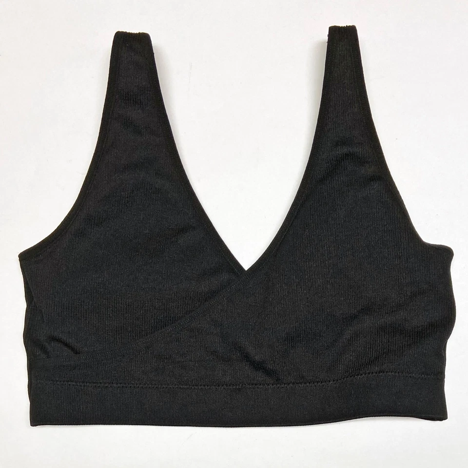 2 Kindred Bravely Crossover Maternity & Nursing Bras Size XL Black Ribbed V-Neck - Image 2 of 4