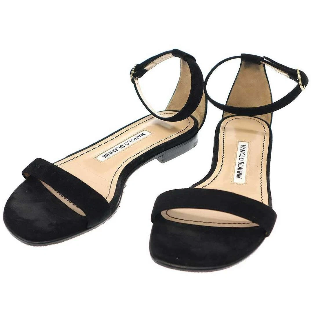 MBT MANOLO BLAHNIK sandali bassi in pelle nero 36 usati MESC 0