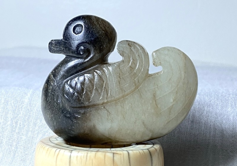ANTIQUE CHINESE TANG OR SONG HETIAN NEPHRITE JADE GOOSE PENDANT ARTIFACT TOGGLE