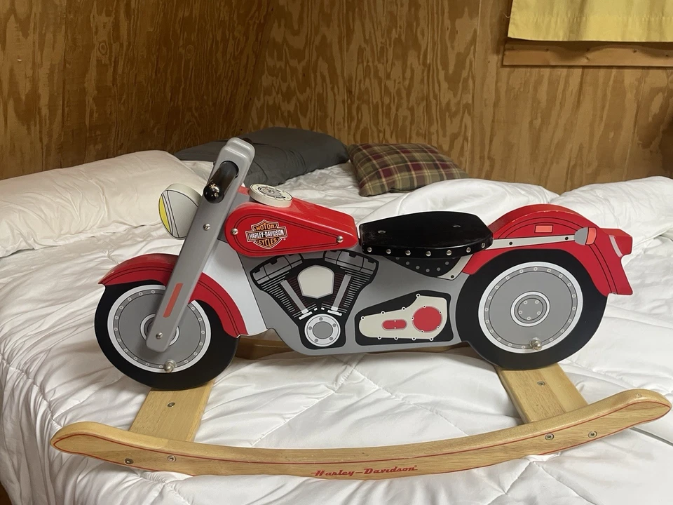 Harley Davidson Kid Rocker Motorcycle Fatboy KidKraft 2008 Model 10011 Wooden - Image 4 of 4