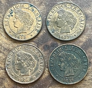 LOT de 4 X 1 CENTIME CÉRÈS . 1872 A 1877 A 1878 A 1897 A. ( Voir photos )