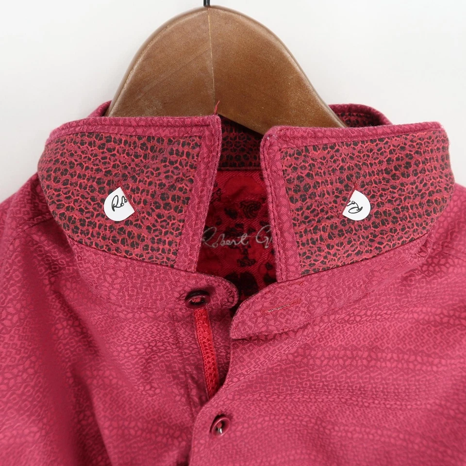 Robert Graham Shirt Mens XL Magenta Classic Fit Patterned Button Up Flip Cuff - Image 4 of 4