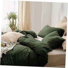  Size Comforter, 3pc Soft Farmhouse Olive Bedding Set & Queen Dark Green