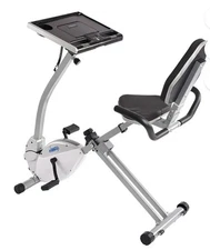 Stationary bike with desk - recumbent and upright