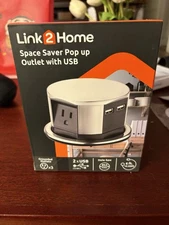 Link2Home Space Saver Pop Up-Outlet, 3 Power Outlets 15 Amp, 2 USB Ports 2.4 Amp