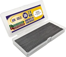 June Gold 36 Pieces, 2.8 Mm 2B Lead Refills, 120 Mm Length, Long Reach/Deep Hole