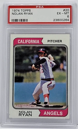 1974 Topps #20 Nolan Ryan Card - Graded PSA 6 EX-MT, California Angels