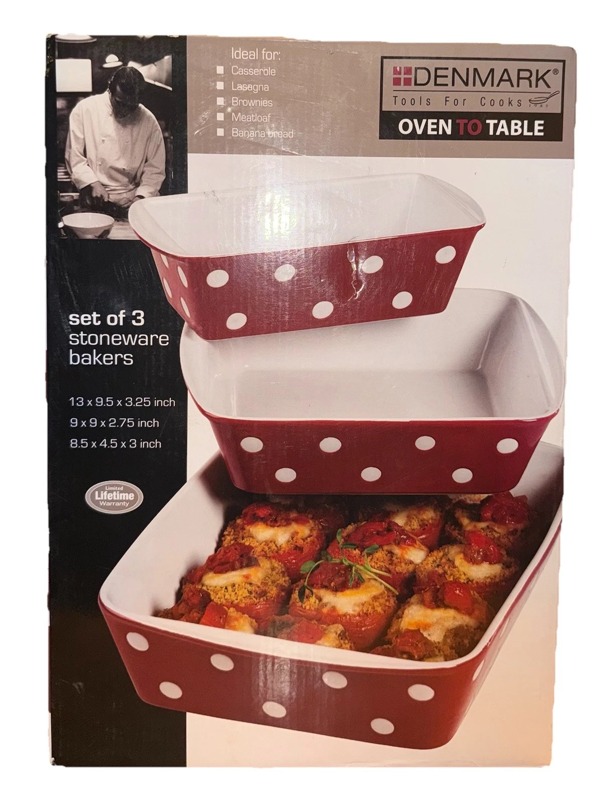 DENMARK Tools for Cooks 3-Piece Polka Dot Baking Set - Red & White Bakeware