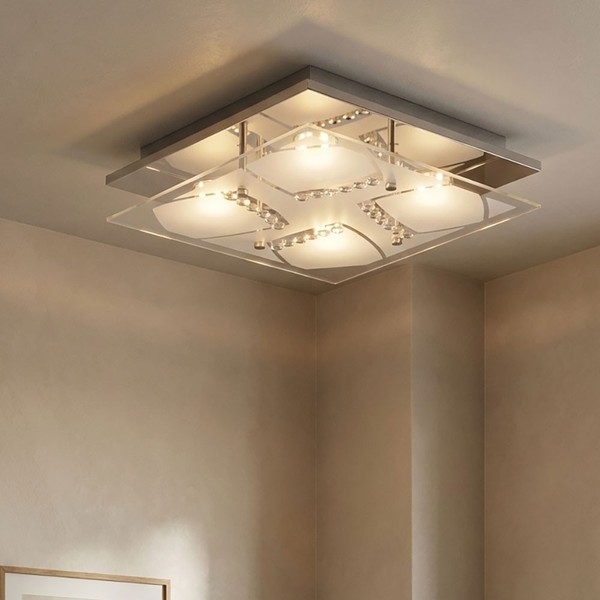 Kristallleuchte Wohnzimmerlampe Deckenleuchte Deckenlampe Chrom Warmweiß 4X Led-image