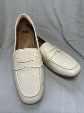 Sofft Women’s Leather Allie Penny Loafers Cream Leather Size 8M New