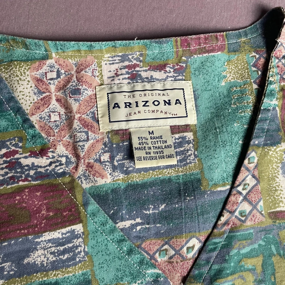 Camisa vintage Arizona Jean Company para mujer mediana abotonada abstracta años 90 Foto 2 de 4