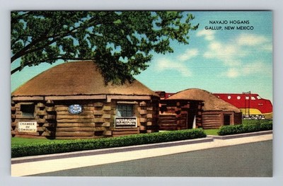 Gallup NM-New Mexico, Scenic View Navajo Hogans, Antique Vintage Postcard