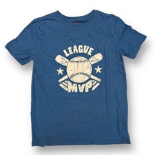Boys Baseball League T-Shirt Size 12-14 Youth MVP Blue Short Sleeve Cotton Tee