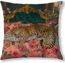 Maximalist Funky Leopard Cheetah Pillow Covers 18x18, Eclectic Bedroom Home