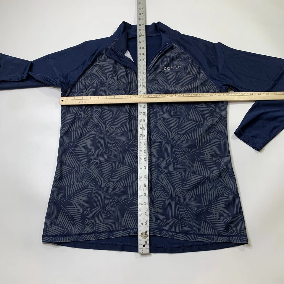 Camisa Tesla Mujer XL Extra Grande Gris Marino Hoja de Palma Cremallera Completa Manga Larga Raglán Foto 4 de 4