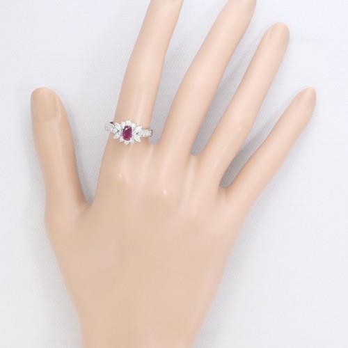 Platinum 900 ring 10.5 size Ruby 0.72 Diamond About7.1g Free shipping Used - Picture 4 of 9