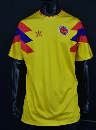 1990 adidas COLOMBIA HOME YELLOW SHIRT Jersey Carlos Valderrama SIZE L (adults)