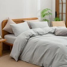 Gray Cotton Duvet Cover And 2 Pillow Cover  Full, king, Queen, and other size.