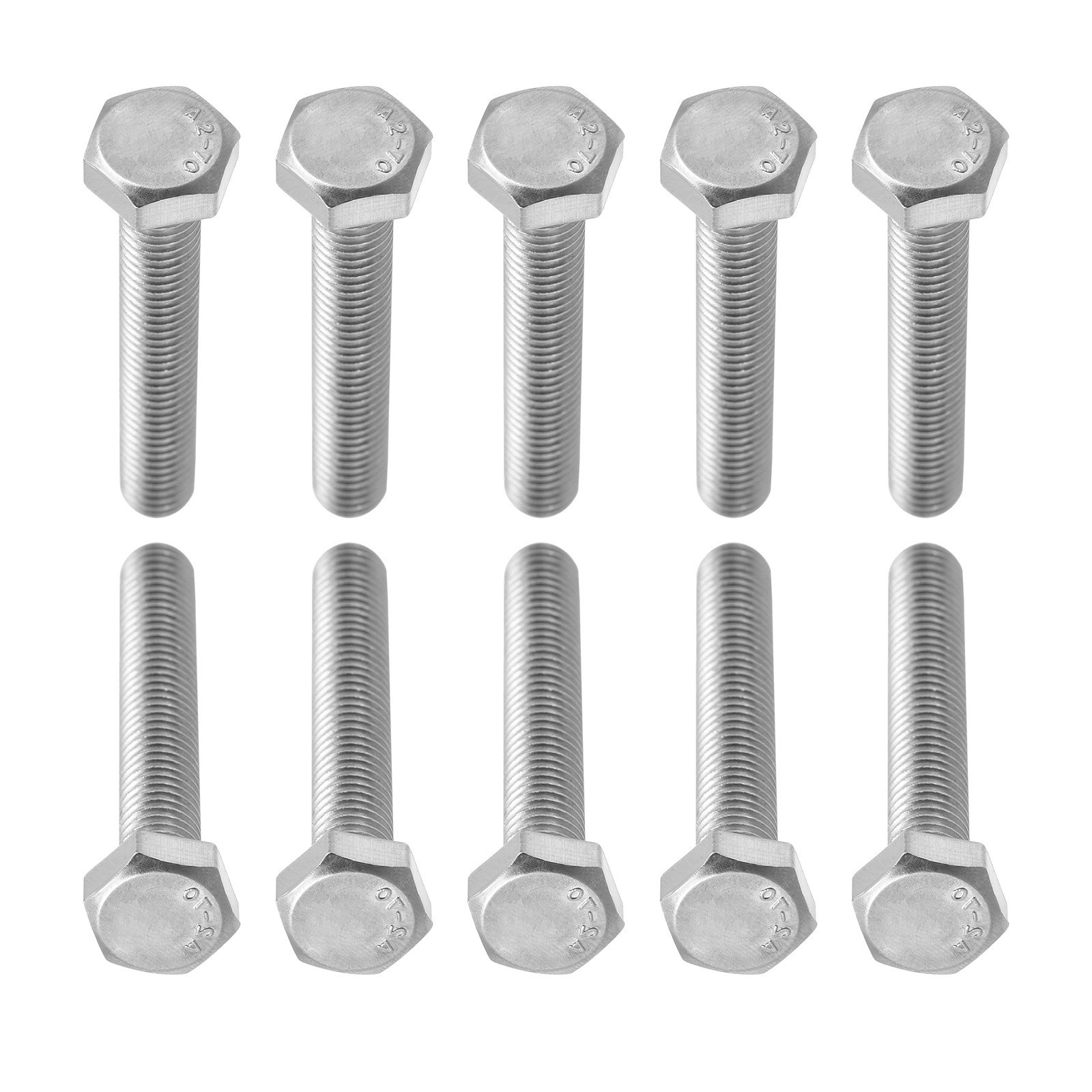 M8x50mm(DxL) 10Pack 304 Stainless Steel Hexagon Head Cap Bolts Screws