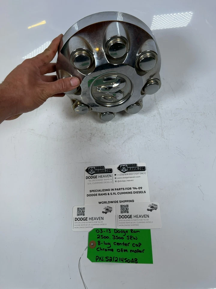 Tapa central de rueda cromada 52121450AB Dodge Ram 2500 3500 SRW 2003-2013 fabricante de equipos originales Foto 3 de 4