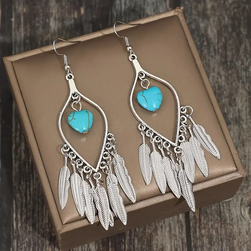 6 Pcs/Set Vintage Silver Dream Catcher Drop Dangle Earrings Ethnic Stud