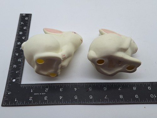 2 Dept. 56 White Rabbit Figurine Pink Ears Easter Spring Bisque 4 Inch Taiwan - Picture 12 of 12