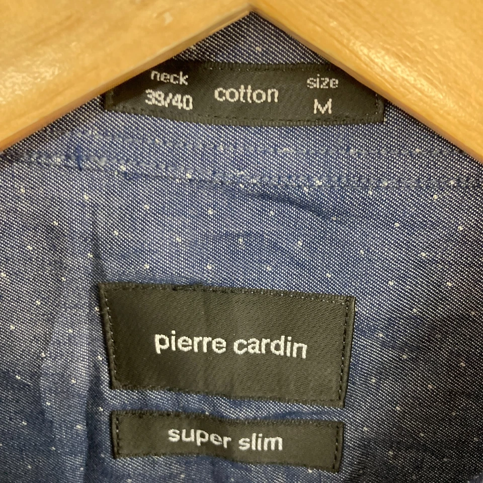 Pierre Cardin Mens Shirt Size M Medium Slim Blue Button Up Long Sleeve 41319 - Image 4 of 4