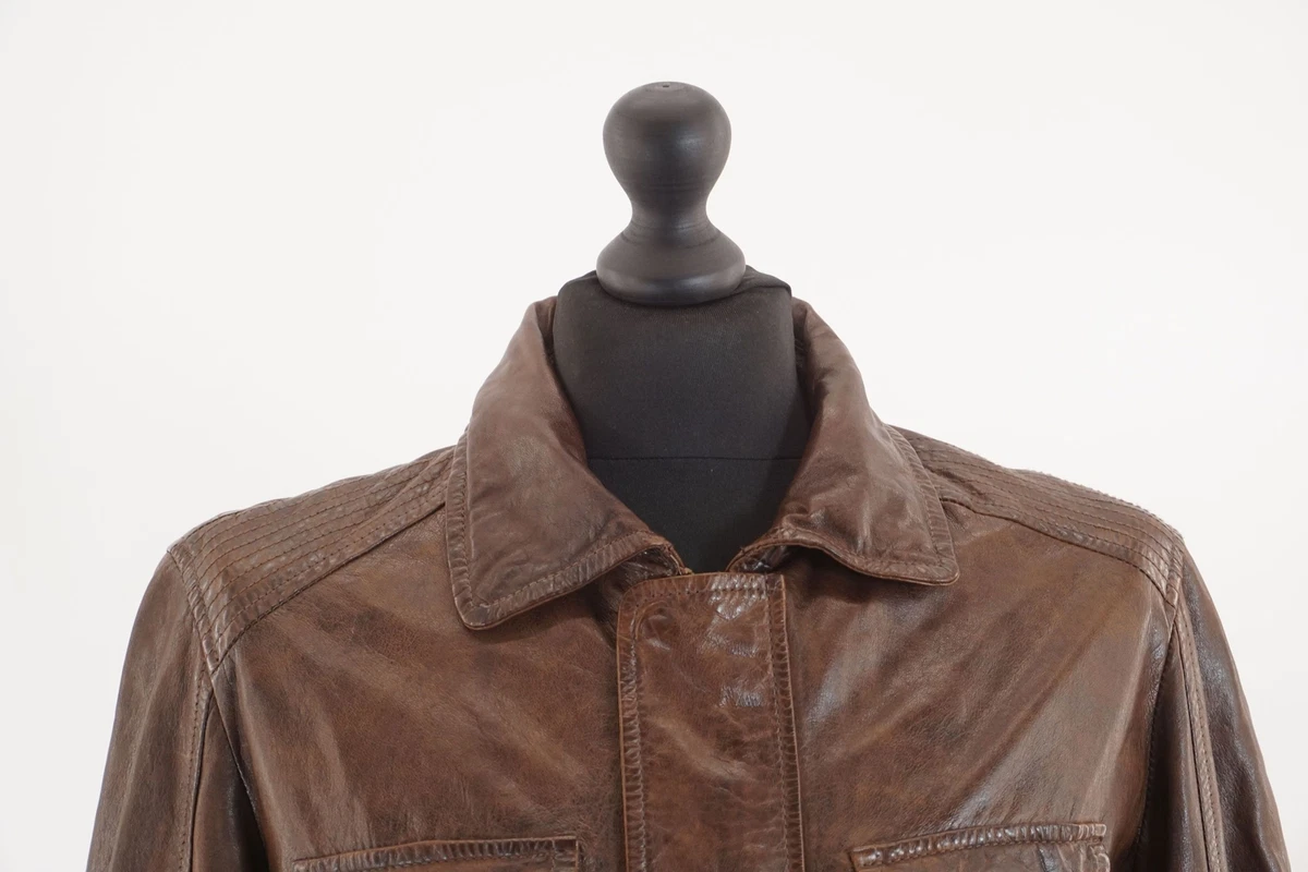 Chevirex Men s Leather Jacket 157 6 12ft Braun Dark Brown Antique