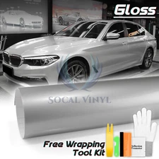 Gloss Silver Glossy Vinyl Car Wrap Sticker Decal Sheet Bubble Free Air Release