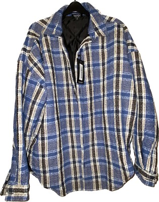 Boohoo Over shirt, Brand New with tags Blue, white and black