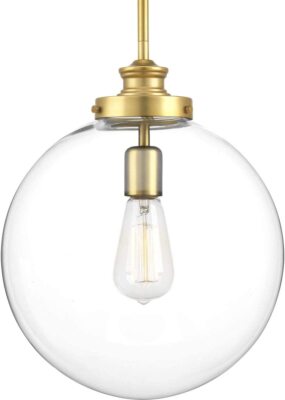 Progress Lighting Penn 1-Light Natural Brass Large Pendant with Clear Glass